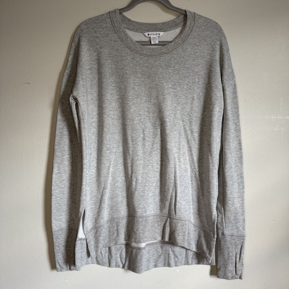 Athleta Heather Gray Coaster Luxe Sweatshirt Women's Size Small Super Soft Thumb